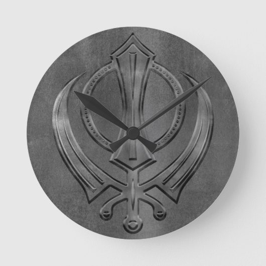 metaalgoud Khanda-symbool Ronde Klok (Voorkant)