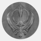  metaalgoud Khanda-symbool Ronde Sticker (Voorkant)