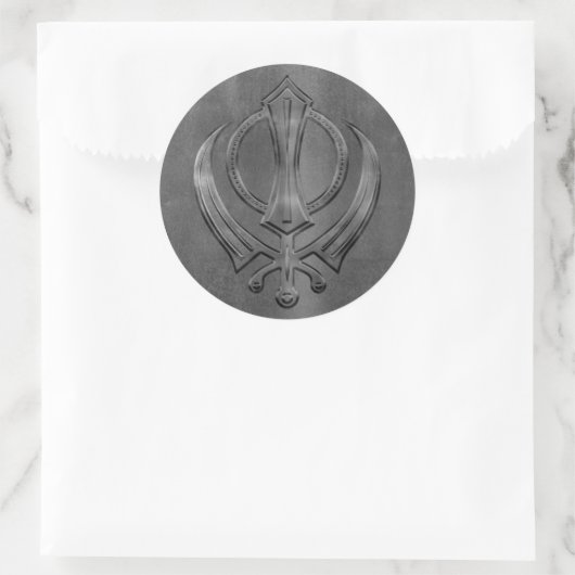  metaalgoud Khanda-symbool Ronde Sticker (Tas)