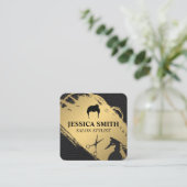 Metaalgoud leder | Salon Stylist Barber Vierkante Visitekaartje (Staand voorkant)