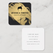 Metaalgoud leder | Salon Stylist Barber Vierkante Visitekaartje (Voorkant / Achterkant)