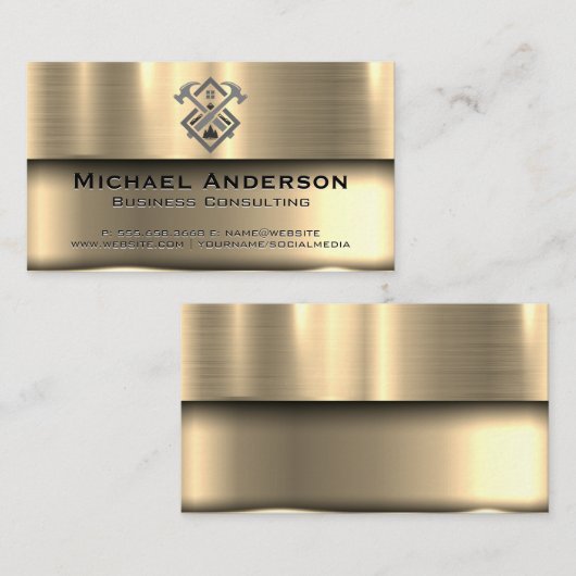 Metaalgoud | Logo bouwbouwbouwbouwer Visitekaartje (Voorkant / Achterkant)