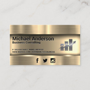 Metaalgoud   Logo financiële aandelengrafiek Visitekaartje