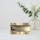 Metaalgoud | Logo onroerend goed Visitekaartje (Staand voorkant)