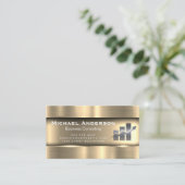 Metaalgoud | Logo van de financieel balie Visitekaartje (Staand voorkant)