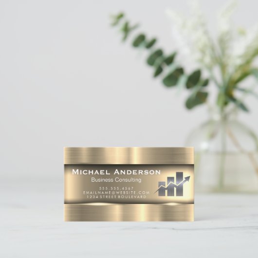 Metaalgoud | Logo van de financieel balie Visitekaartje (Staand voorkant)
