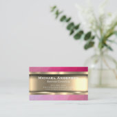 Metaalgoud | Magenta Geometric Visitekaartje (Staand voorkant)