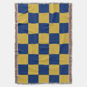 Metaalgoud met marineblauwe vierkante stijl deken (Voorkant Verticaal)