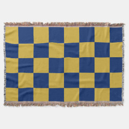 Metaalgoud met marineblauwe vierkante stijl deken