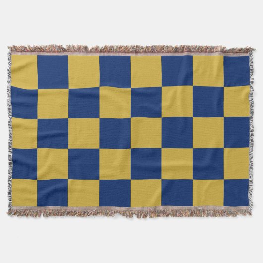 Metaalgoud met marineblauwe vierkante stijl deken (Voorkant)