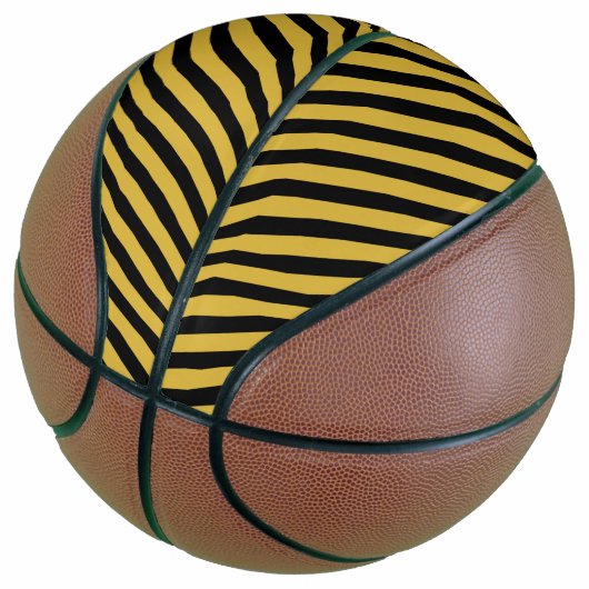 Metaalgoud met opvallend zwart streeppatroon basketbal (Schuin)