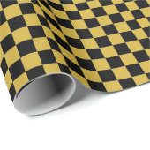 Metaalgoud met Zwarte Vierkante Stijl Cadeaupapier (Rol Hoek)
