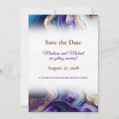 Metaalgoud, Paarse, Blauw, Aqua Save The Date (Voorkant)