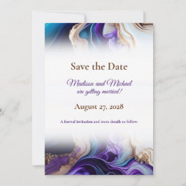 Metaalgoud, Paarse, Blauw, Aqua Save The Date