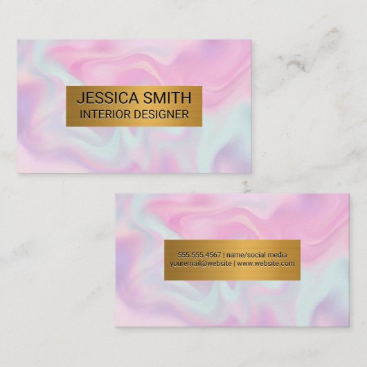 Metaalgoud | Pastel vloeibare achtergrond Visitekaartje (Voorkant / Achterkant)