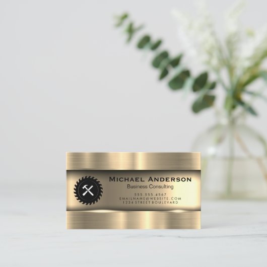 Metaalgoud | Saw Hammer Visitekaartje (Staand voorkant)