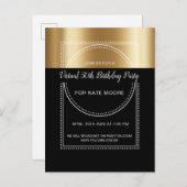 Metaalgoud van virtuele feestdag op 50e zwart uitnodiging briefkaart (Voorkant / Achterkant)