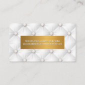 metaalgoud | Witte bekleding lederen vulling Visitekaartje (Achterkant)