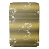 Metaalgoud, witte zwitjes kerstmis badmat (Voorkant Verticaal)