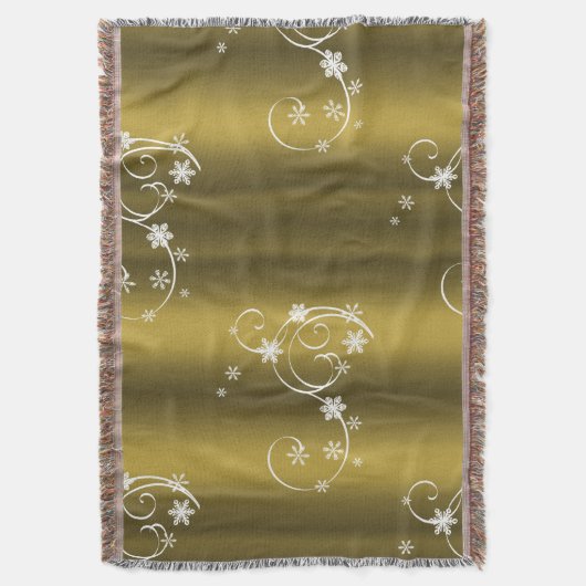 Metaalgoud, witte zwitjes kerstmis deken (Voorkant Verticaal)