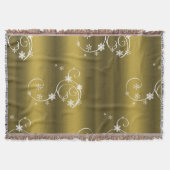 Metaalgoud, witte zwitjes kerstmis deken (Voorkant)