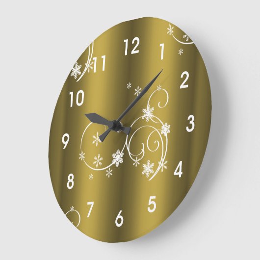 Metaalgoud, witte zwitjes kerstmis grote klok (Hoek)