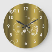 Metaalgoud, witte zwitjes kerstmis grote klok (Voorkant)