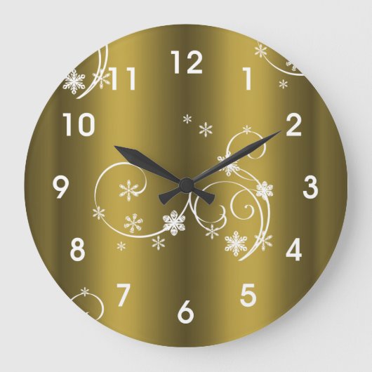 Metaalgoud, witte zwitjes kerstmis grote klok (Voorkant)