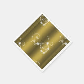 Metaalgoud, witte zwitjes kerstmis servet (Hoek)