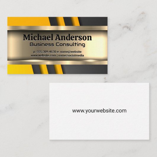 metaalgoud | Yellow Black Industrial Visitekaartje (Voorkant / Achterkant)