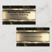 Metaalgoud | Zwarte marmer Visitekaartje (Voorkant / Achterkant)