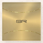 Metaalgoudachtergrond aangepast monogram glazen onderzetter (Voorkant)