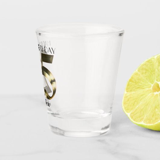 Metaalgouden 25e verjaardagsglas shot glas (Rechts)