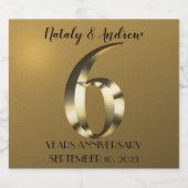 Metaalgouden 6e Jubileum voor bruiloft Sparkling Wijnetiket (Enkel label)