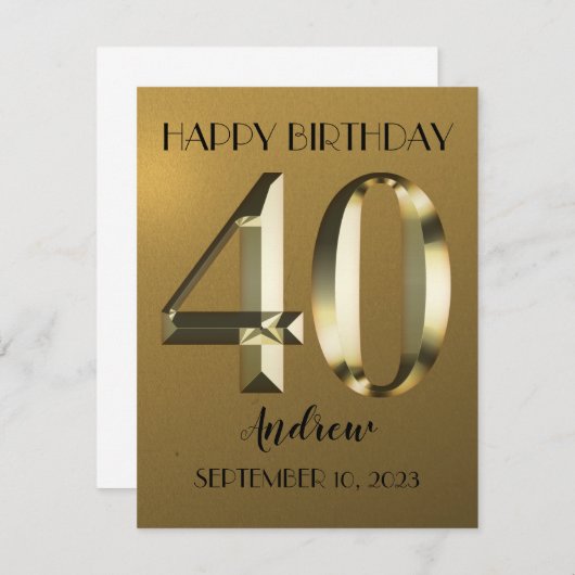 Metaalgouden folie 40e verjaardag (Voorkant / Achterkant)