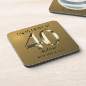 Metaalgouden folie 40e verjaardag bier onderzetter (Linkerzijde)