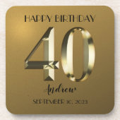 Metaalgouden folie 40e verjaardag bier onderzetter (Voorkant)