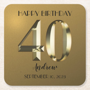 Metaalgouden folie 40e verjaardag kartonnen onderzetters