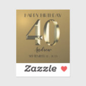Metaalgouden folie 40e verjaardag sticker (Vel)