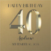 Metaalgouden folie 40e verjaardag sticker (Voorkant)