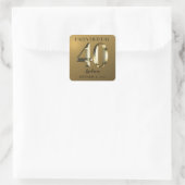Metaalgouden folie 40e verjaardag vierkante sticker (Tas)