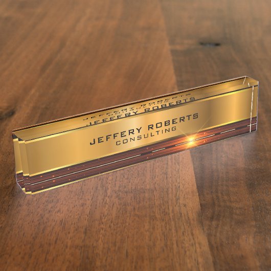 Metaalgouden strepen naambordje (Zijkant)