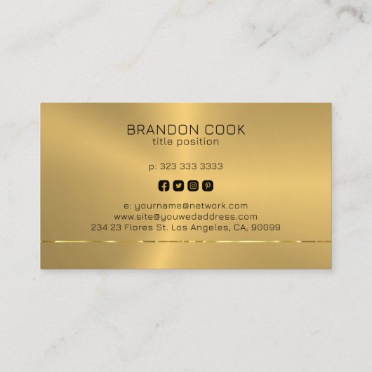 Metaalgoudglanzend streep visitekaartje (Achterkant)