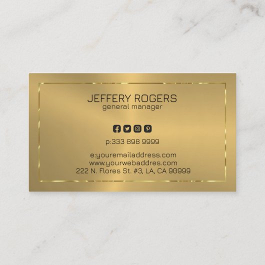 Metaalgoudtextuur schijnt gouden rand visitekaartje (Achterkant)