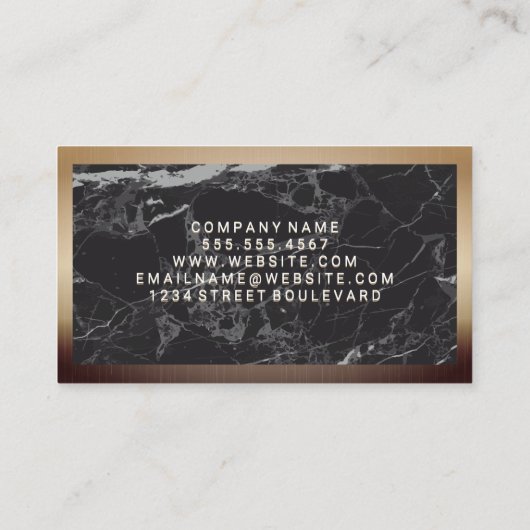 Metaalgrens | Achtergrond zwarte marmer Visitekaartje (Achterkant)