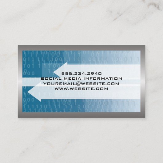 Metaalgrens | Binaire technische achtergrond van d Visitekaartje (Achterkant)