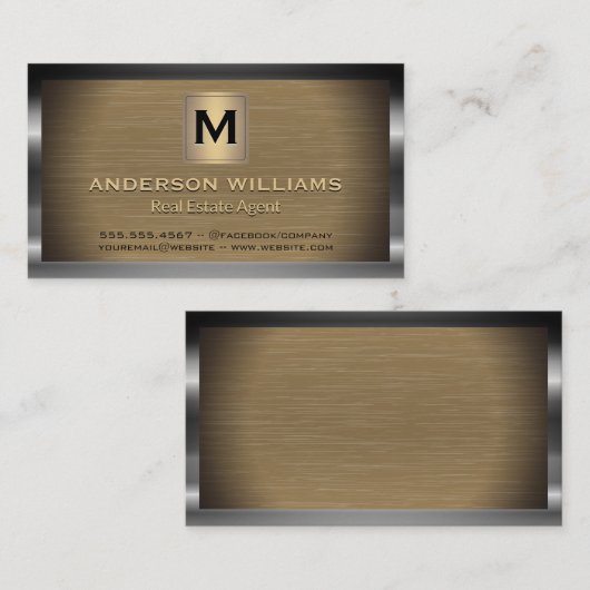 Metaalgrens en achtergrond | Monogram Visitekaartje (Voorkant / Achterkant)