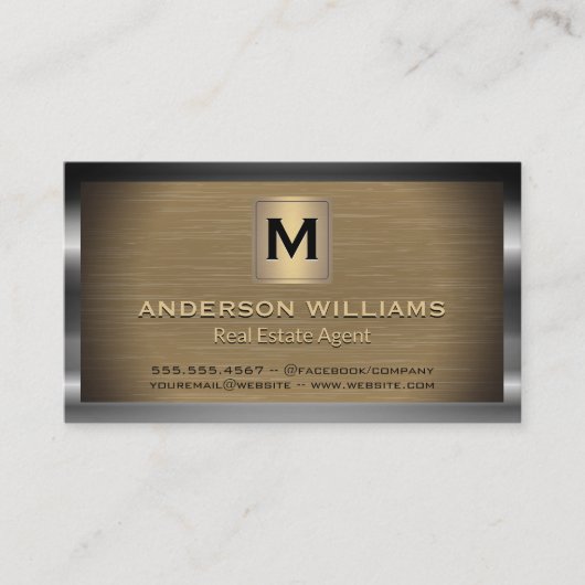 Metaalgrens en achtergrond | Monogram Visitekaartje (Voorkant)