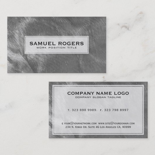 Metaalgrijs geborsteld staal visitekaartje (Voorkant / Achterkant)