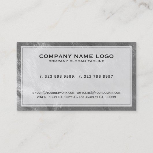 Metaalgrijs geborsteld staal visitekaartje (Achterkant)